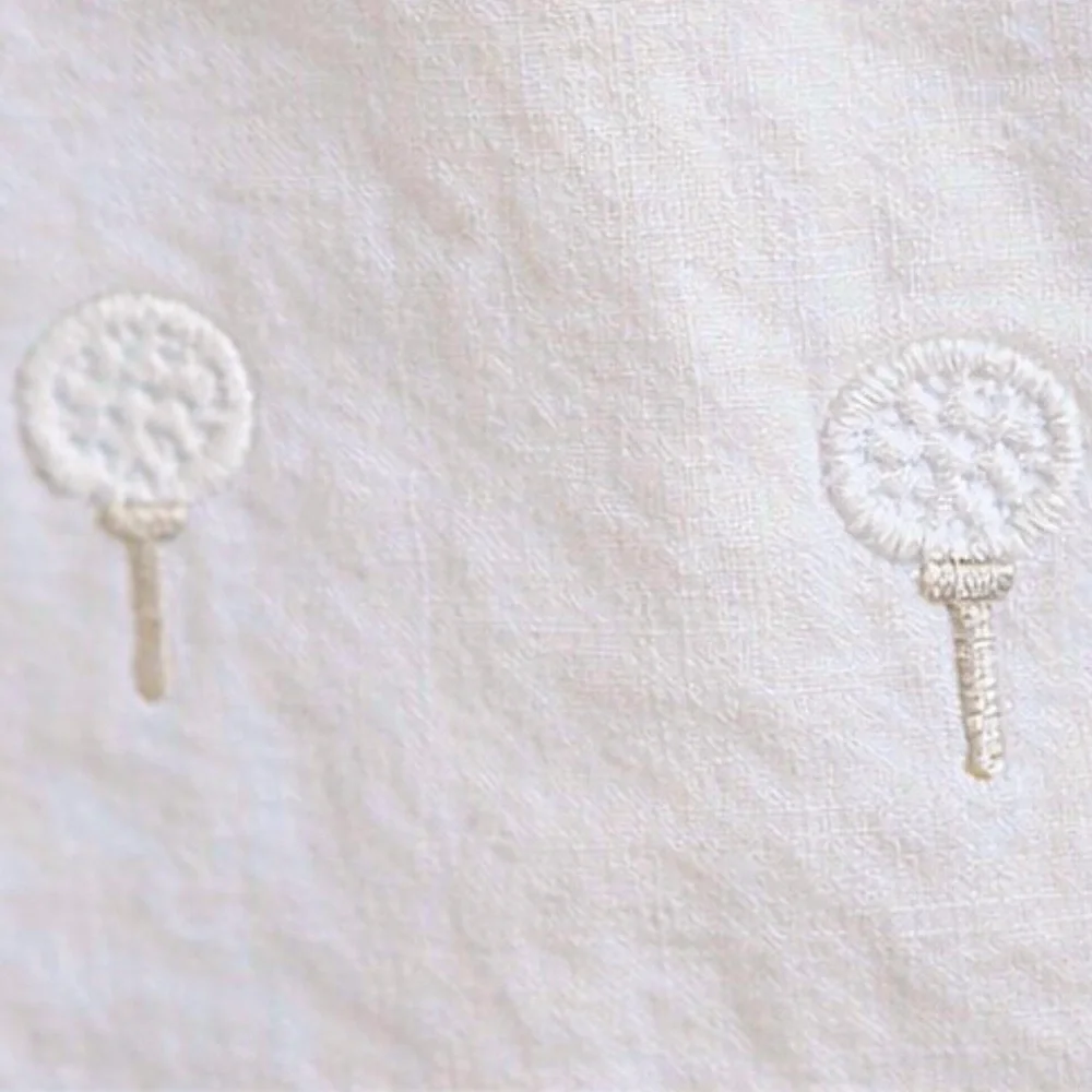 Women's Cream Embroidered Cotton Shorts